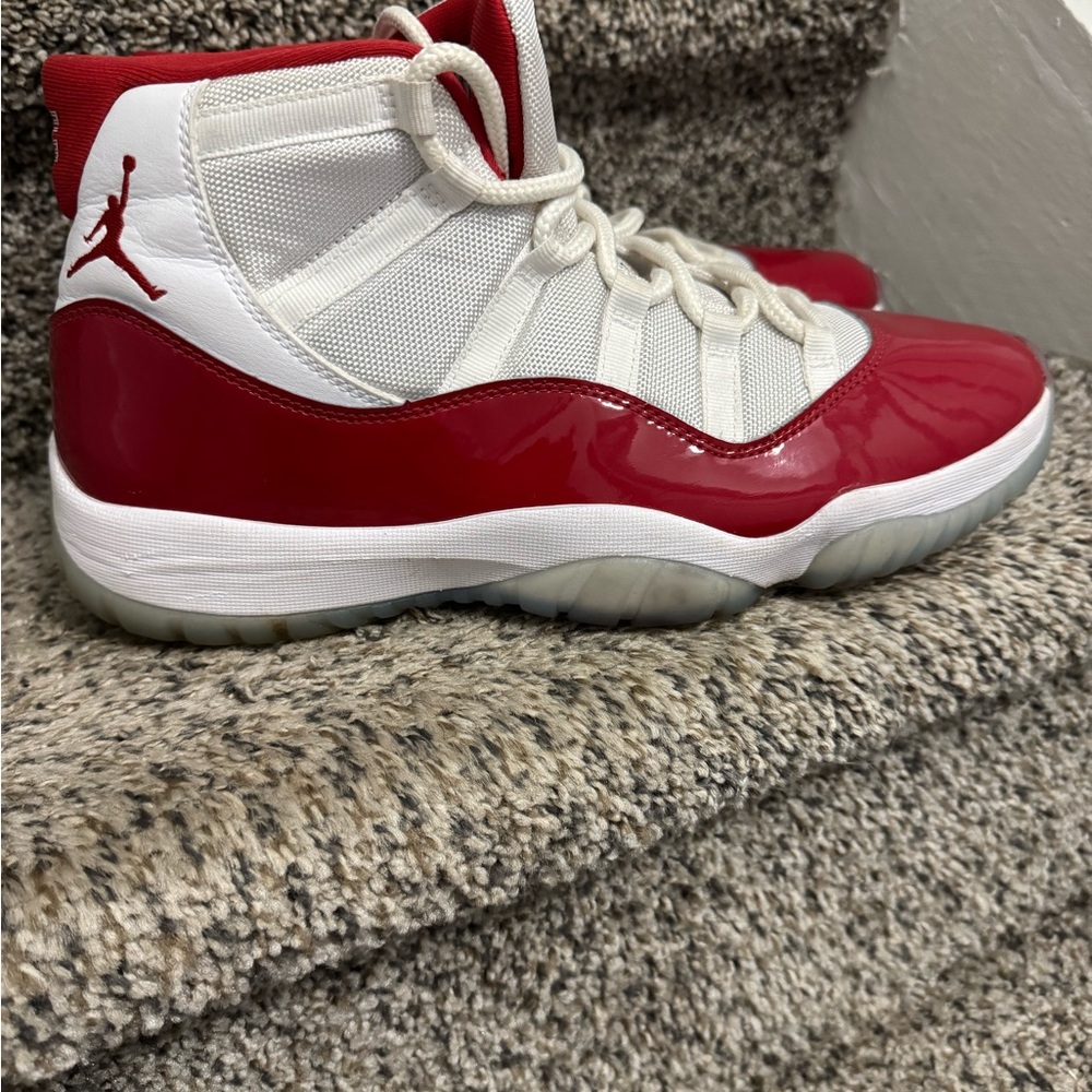 Jordan Red and White High-Top Sneakers